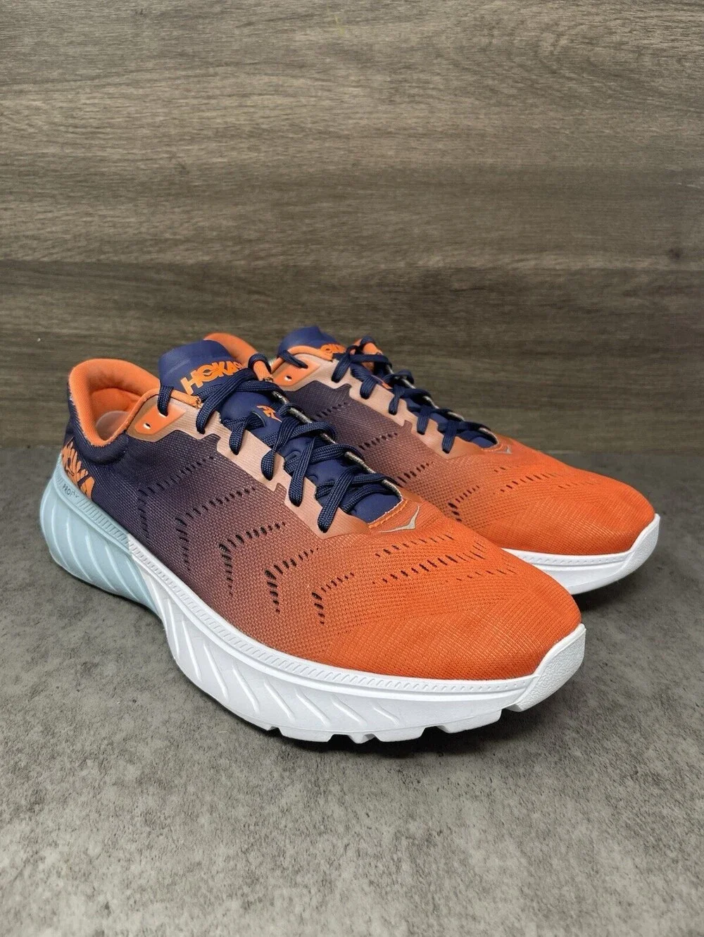 HOKA Mach 2 Size 11.5 Mens Patriot Blue Orange PROFLY Road Running Shoes